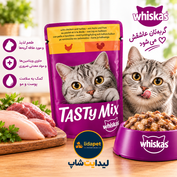 پوچ گربه ویسکاس مرغ و بوقلمون